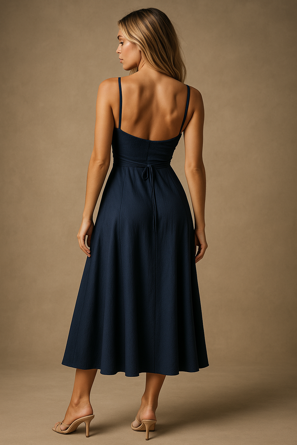 Cocktail Midi Waist Navy Dress