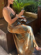 Neptune White Satin Wedding Guest Maxi Dress