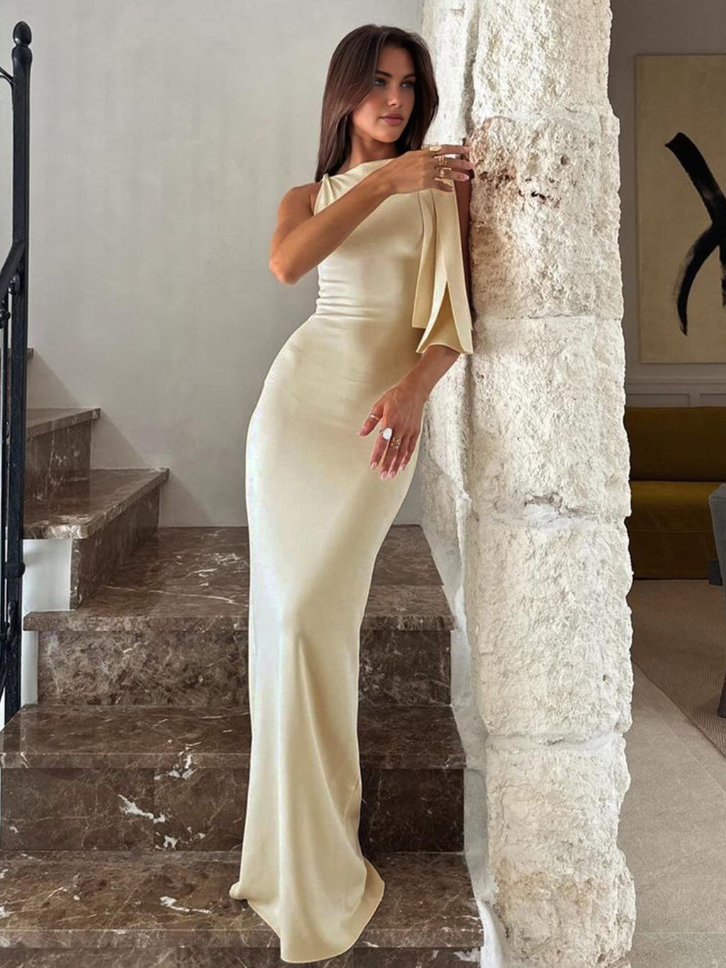 Off-white Wedding Guest Maxi Dress