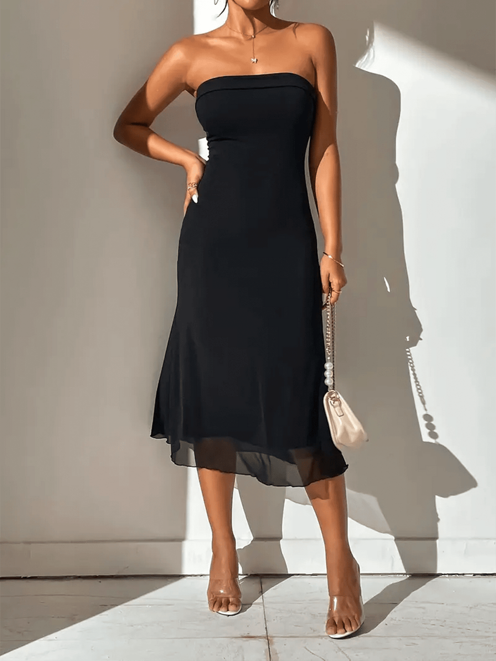 Off Shoulder Cocktail Bodycon Midi Dress