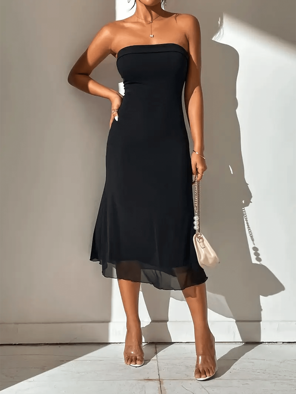 Off Shoulder Cocktail Bodycon Midi Dress