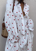 Summer Oversized Hearts Embroidered Shirt Dress