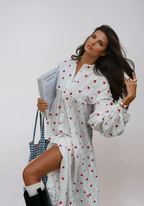Summer Oversized Hearts Embroidered Shirt Dress