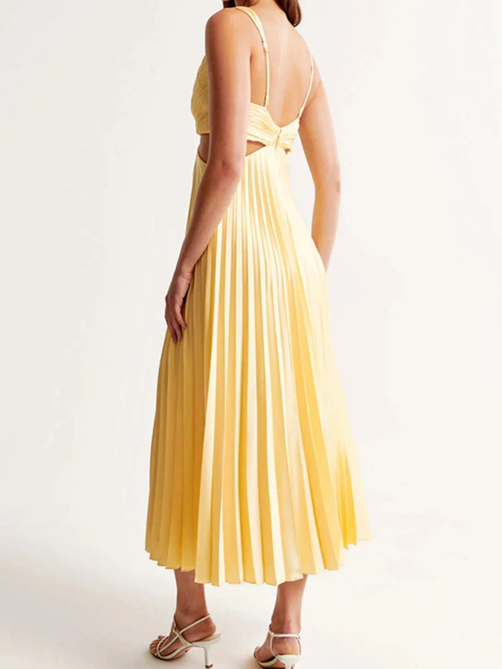 Yellow Pleated Summer Party Maxi Dress