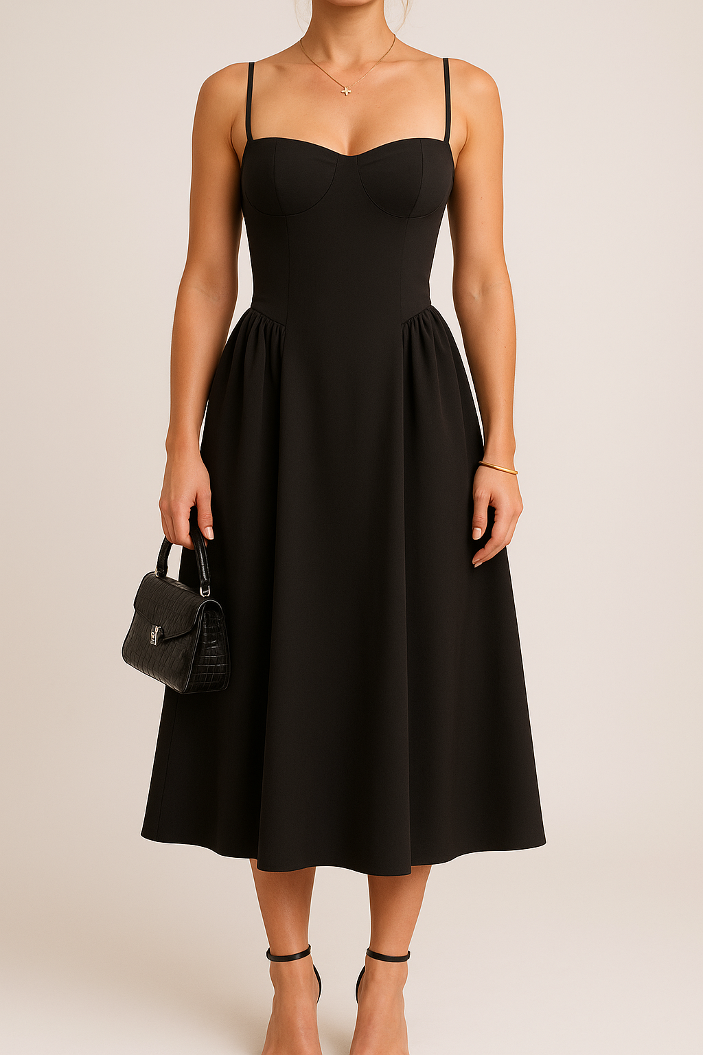 Pleated Skater Work Maxi Dress