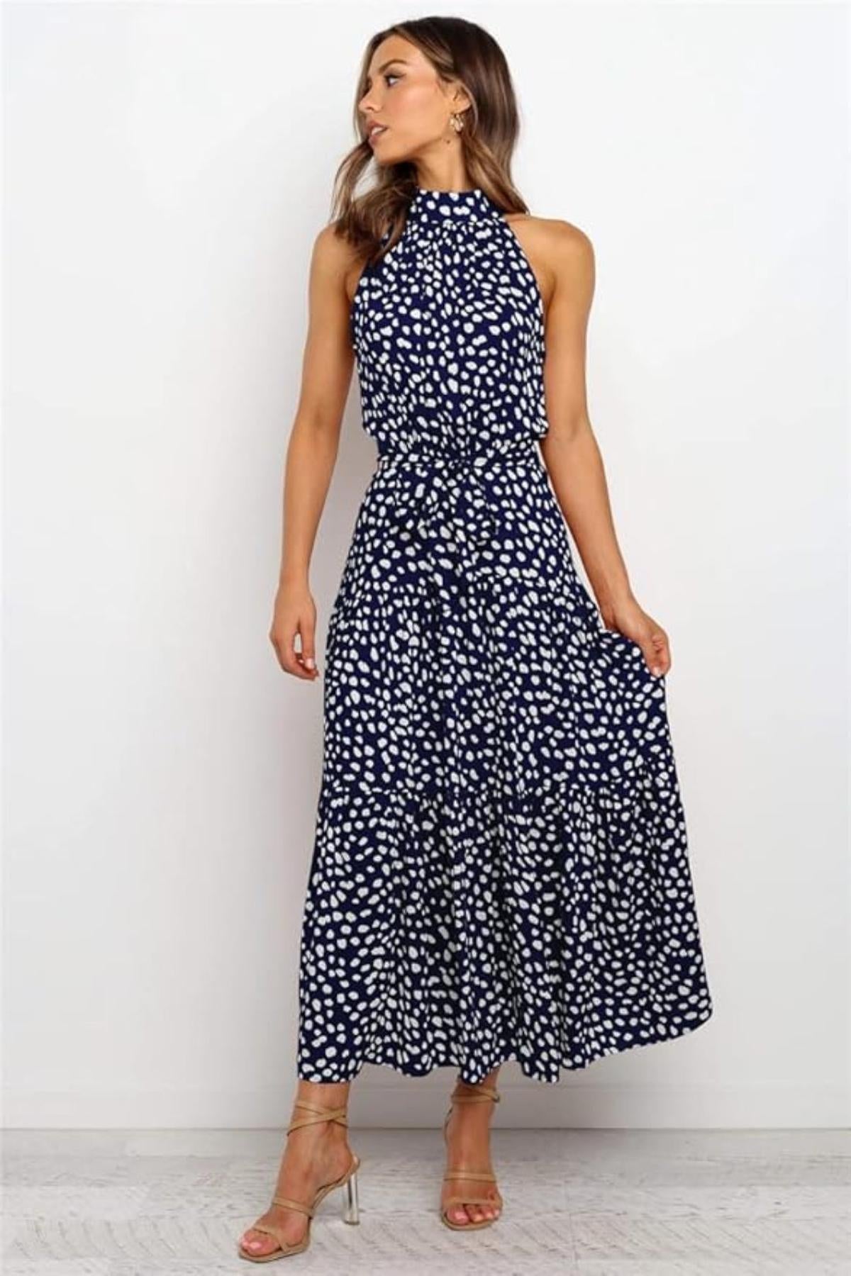 Polka Dot Halter Midi Summer dress