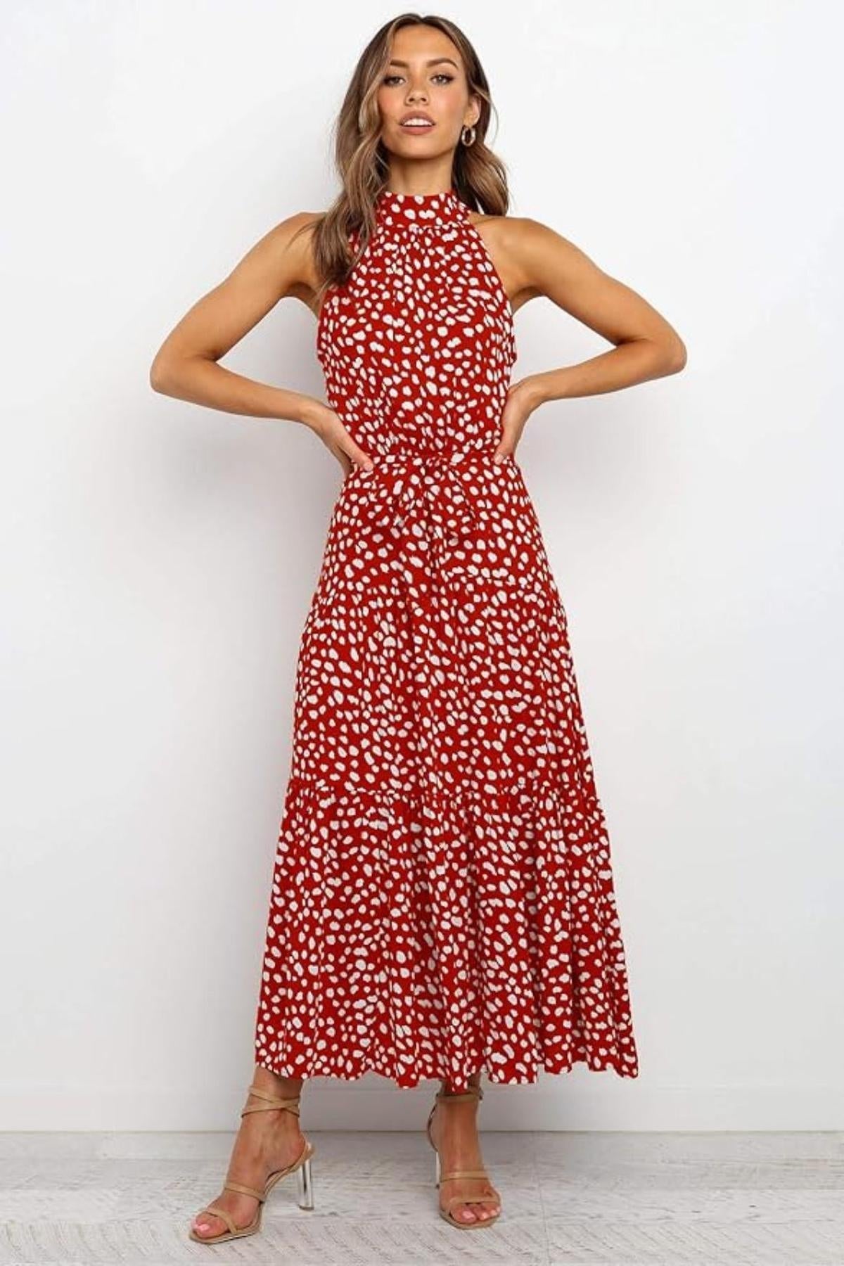 Polka Dot Halter Midi Summer dress