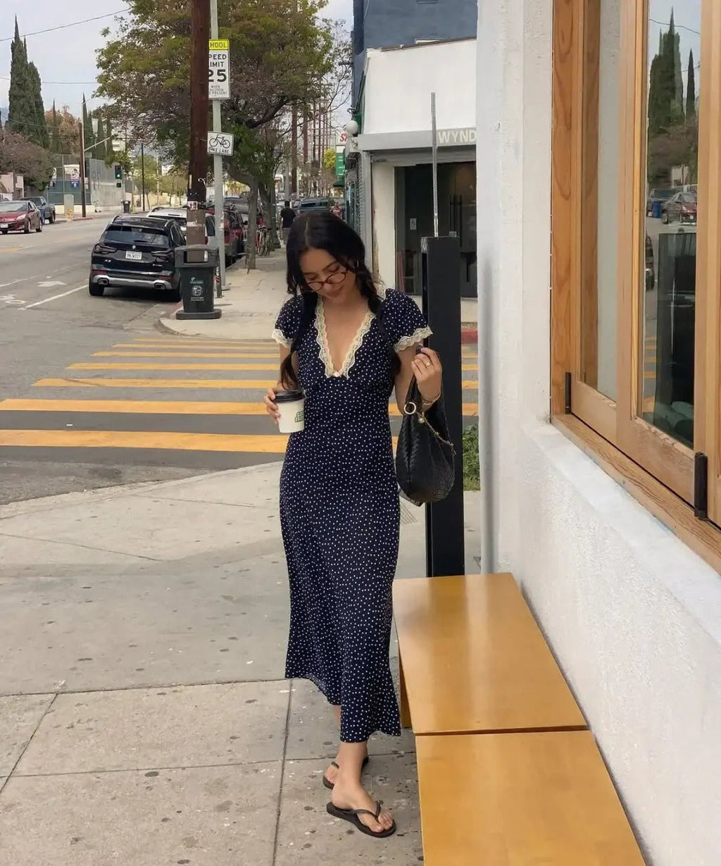 Lightweight Summer Polka Dot Midi Dress