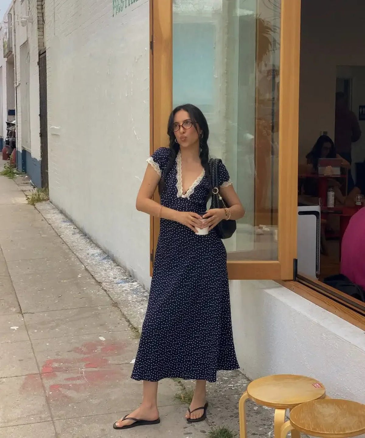 Lightweight Summer Polka Dot Midi Dress