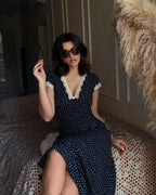 Lightweight Summer Polka Dot Midi Dress