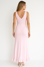 Ruched V-neck Wedding Guest Maxi Dress