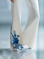 Urban Sleeveless Floral Printed Blazer and Trousers Set