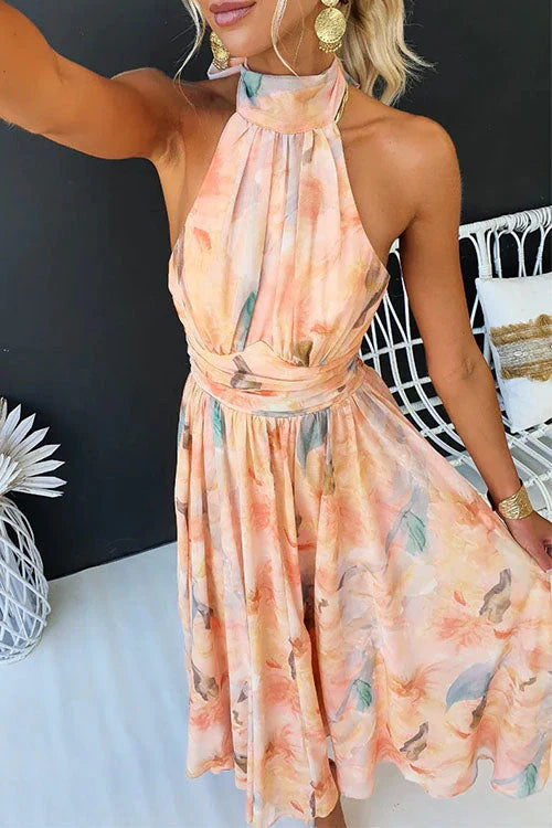 Elegant Watercolour Maxi Dress for Summer Party