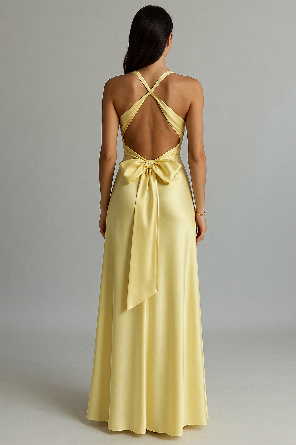Satin Halter Prom Maxi Gown
