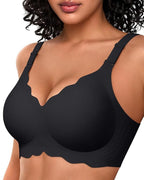 Seamless Scalloped Bras for Women Wireless Push Up Bra