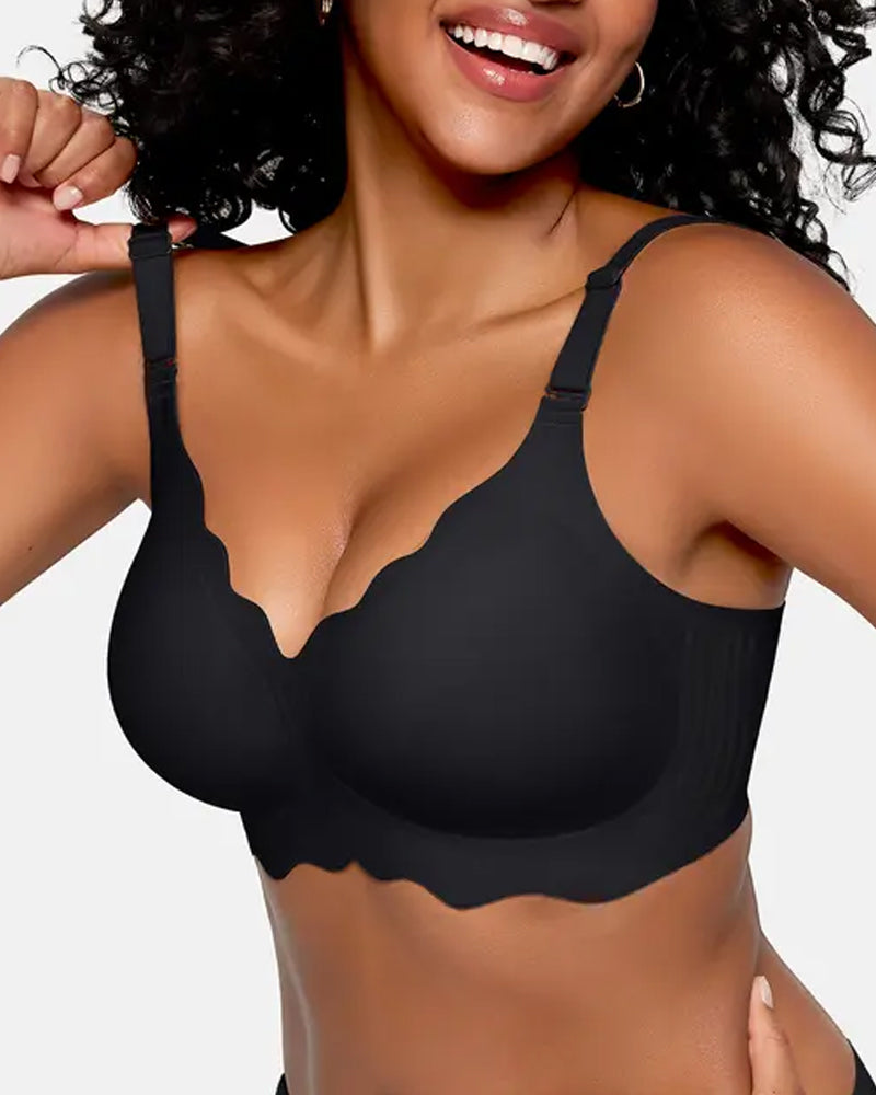 Seamless Scalloped Bras for Women Wireless Push Up Bra