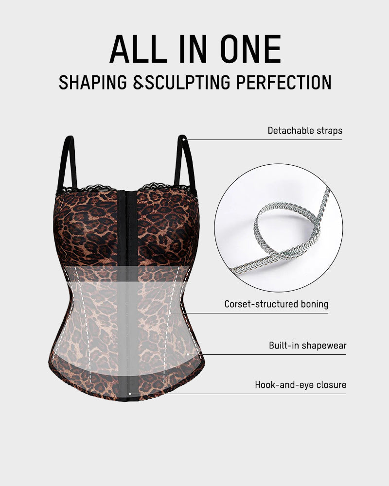 Sexy Leopard Shaping Corset Top With Tummy Control