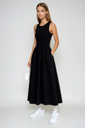 Formal Sleeveless Cotton Blend Maxi Dress