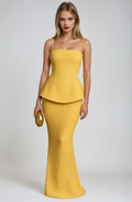 Yellow Strapless Formal Evening Maxi Dress