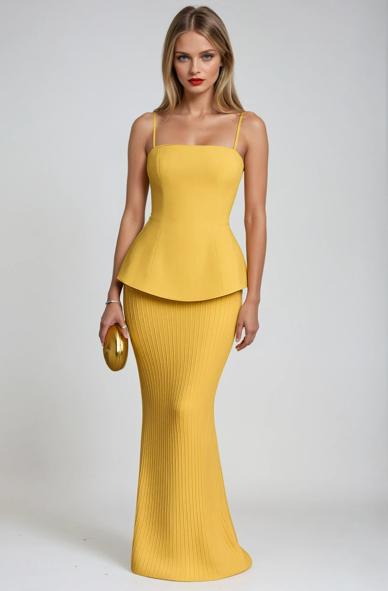 Yellow Strapless Formal Evening Maxi Dress
