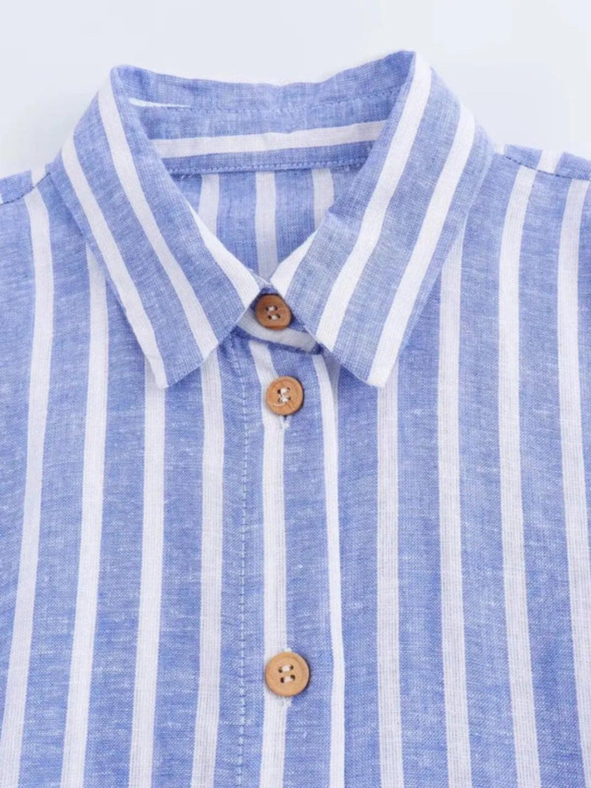 Striped Linen-Blend Work Maxi Dress with Belt