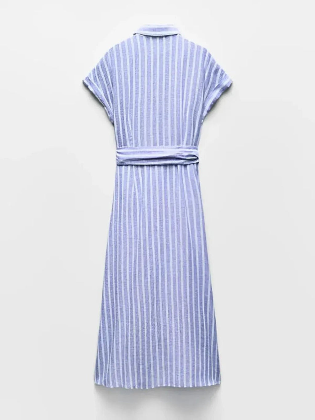 Striped Linen-Blend Work Maxi Dress with Belt