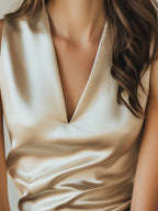 Ivory Satin Top with Elegant Drape Details
