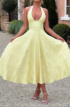Yellow Triana Wedding Guest Midi Dress
