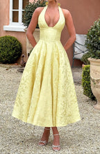 Yellow Triana Wedding Guest Midi Dress
