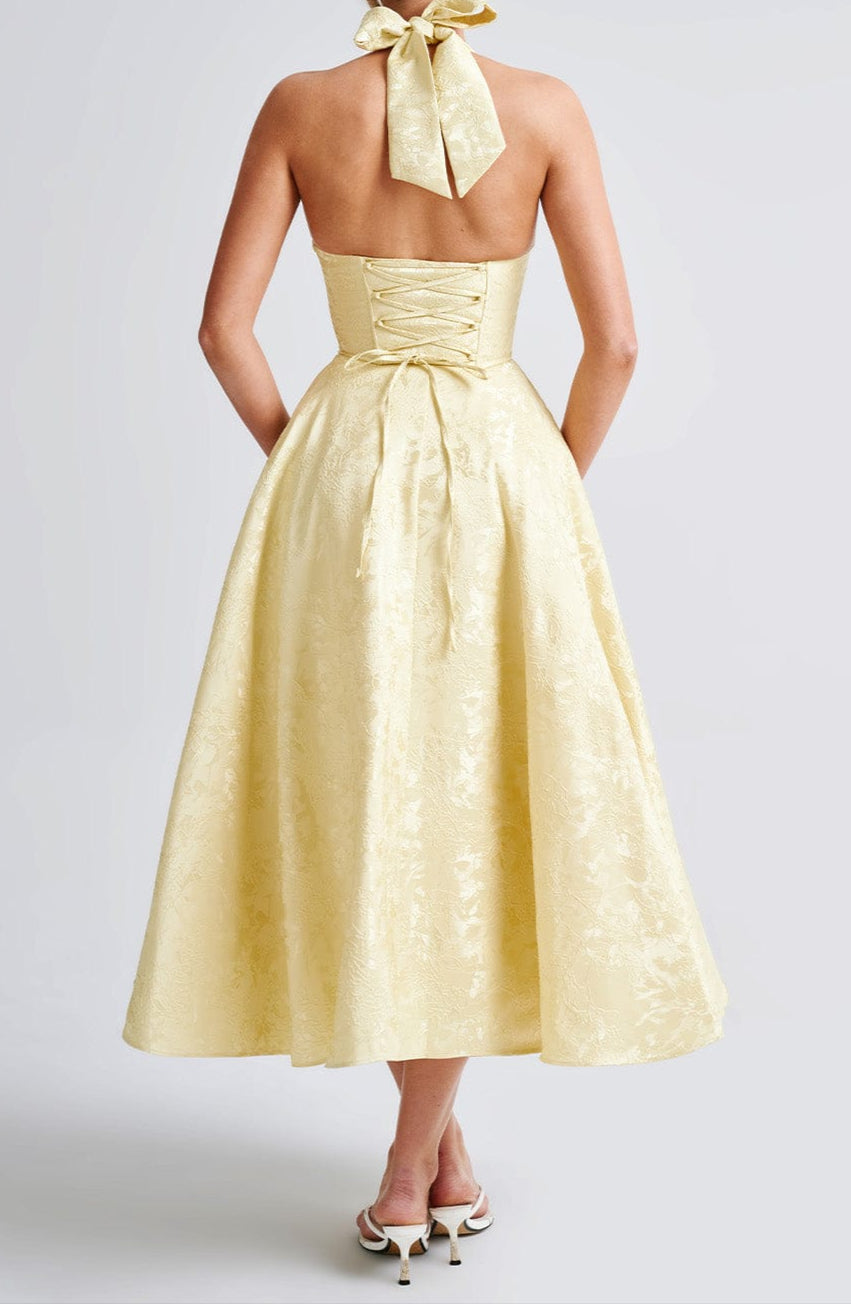 Yellow Triana Wedding Guest Midi Dress