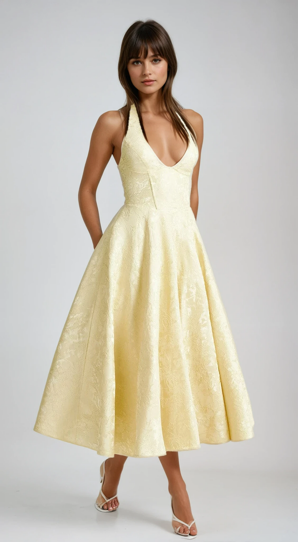 Yellow Triana Wedding Guest Midi Dress