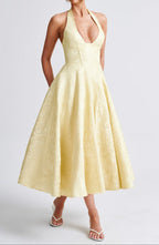 Yellow Triana Wedding Guest Midi Dress