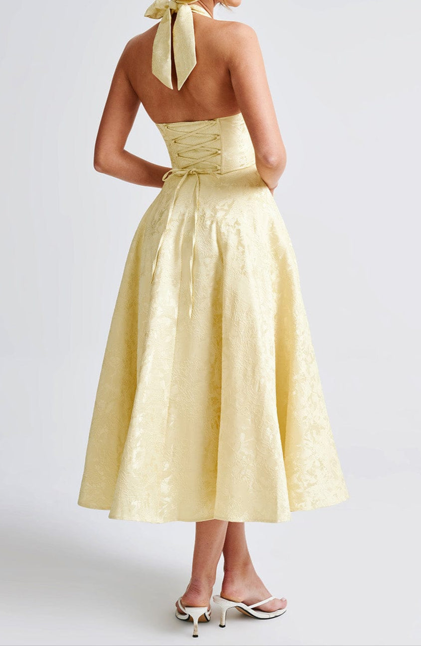 Yellow Triana Wedding Guest Midi Dress