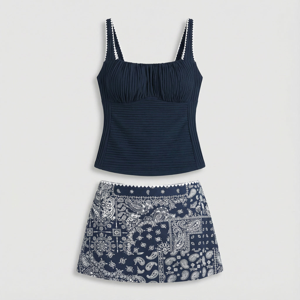 Cassidy | Paisley Print Tankini Set