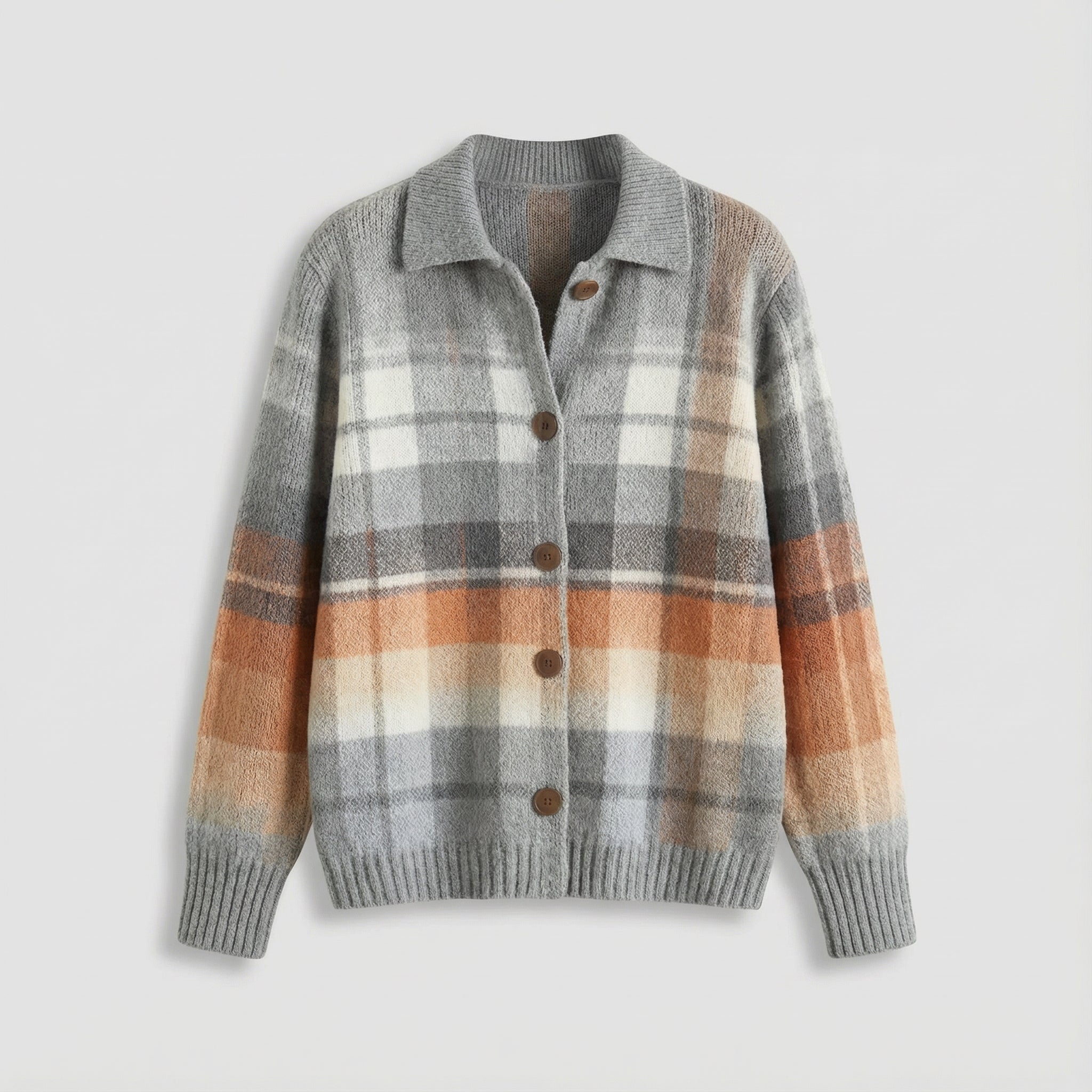 Elena | Checked knitted blouse in soft shades