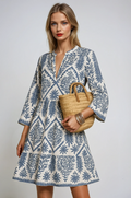 V-Neck Boho Pattern Summer Midi Dress