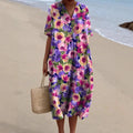 V-Neck Floral Beach Summer Midi Dress