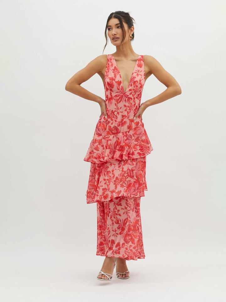 Veda Ruffle Summer Midi Dress