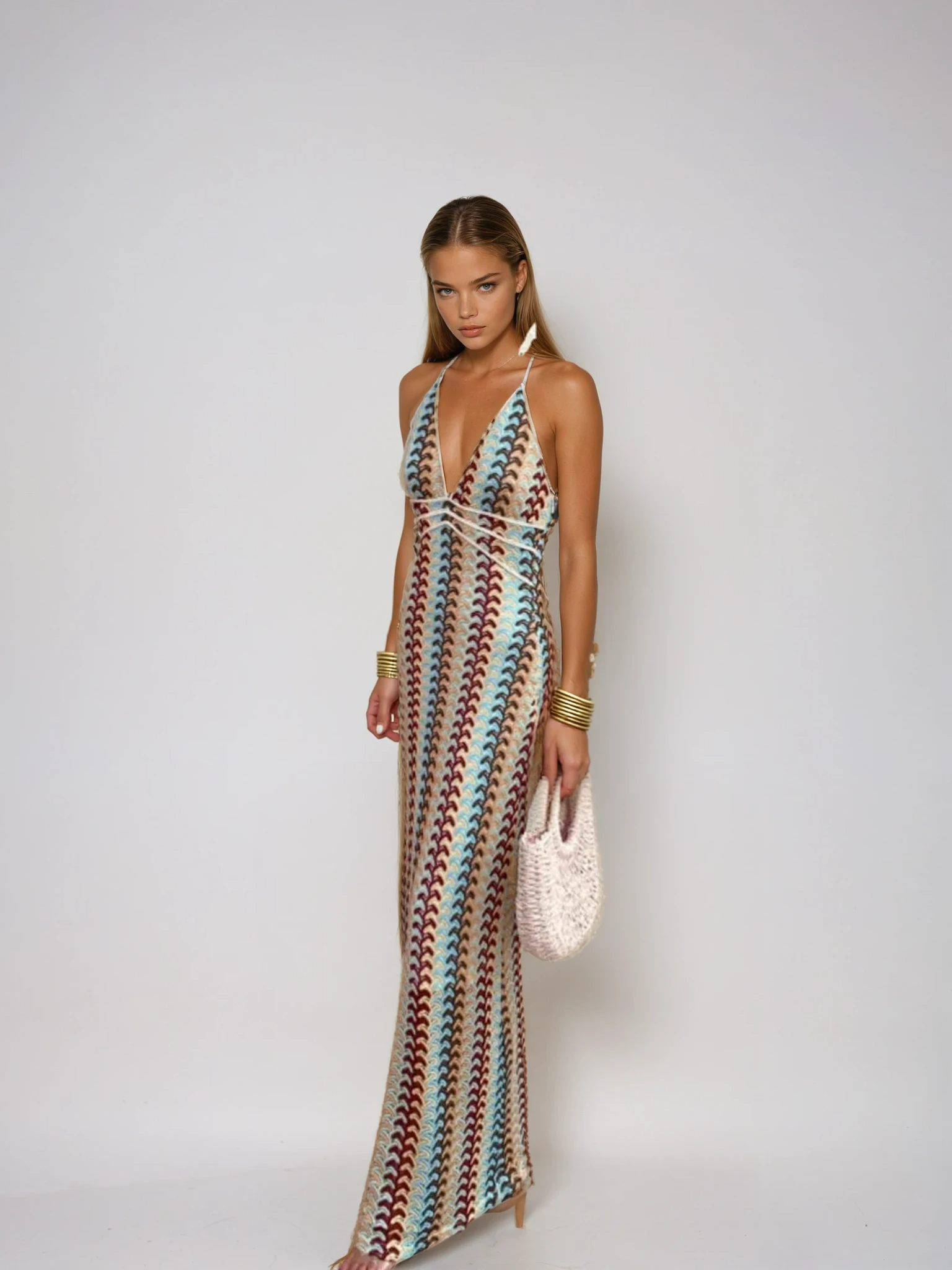 Crochet Halterneck Summer Evening Maxi Dress