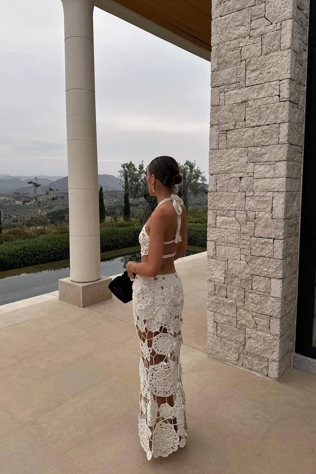 White Crochet Cut Out Summer Party Maxi Dress