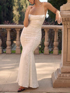 White Wedding Guest Maxi Dress with Spaghetti Straps