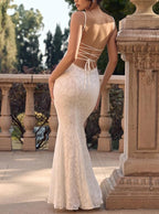 White Wedding Guest Maxi Dress with Spaghetti Straps