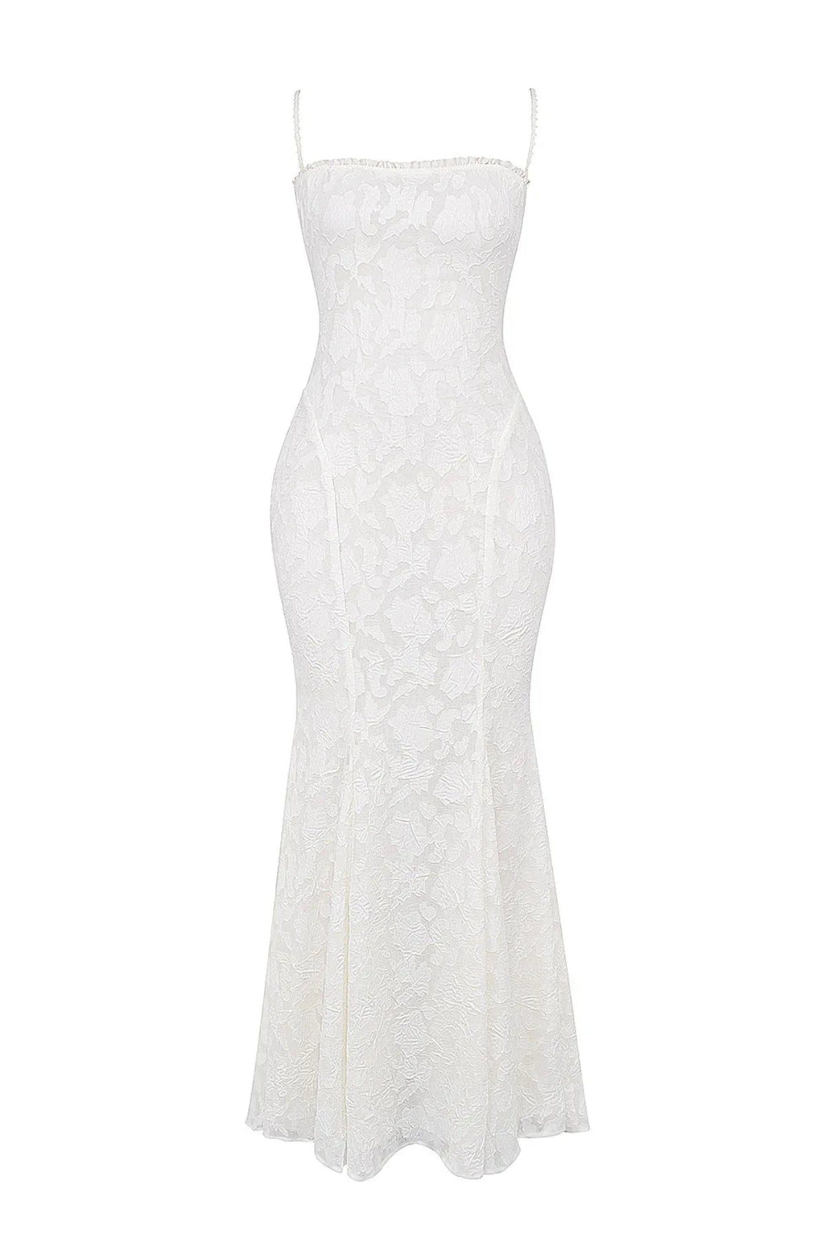 White Wedding Guest Maxi Dress with Spaghetti Straps