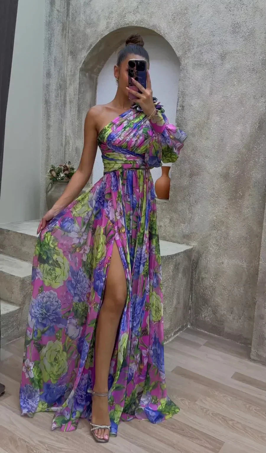 Elegant Flowy Shoulder Dress for Summer Events