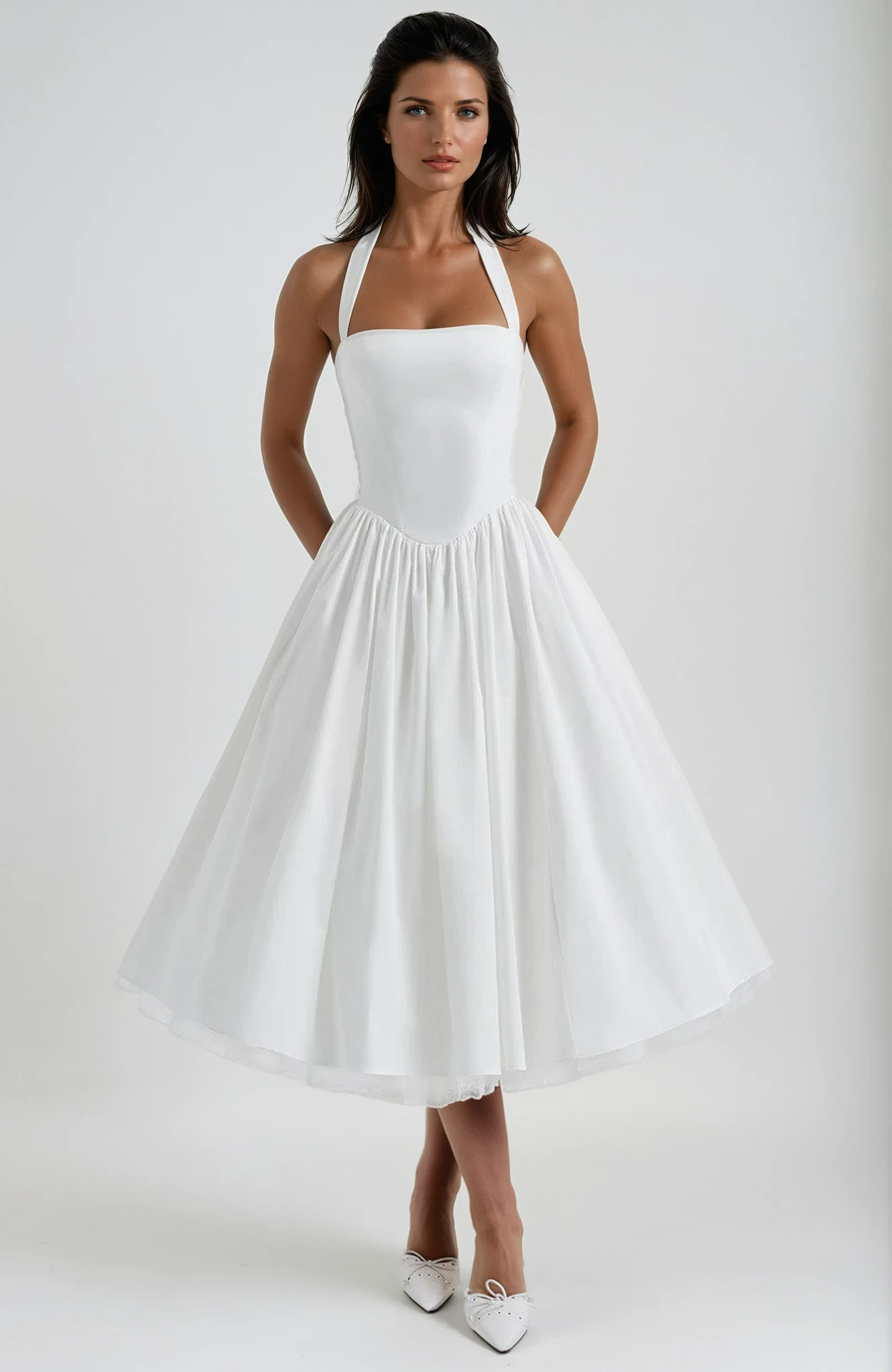 Elegant Esplendor Wedding Geust Midi Dress