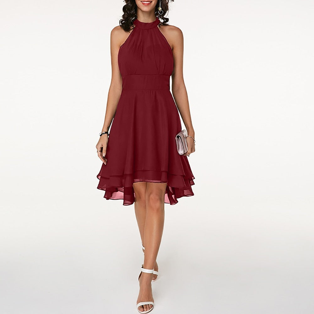 Women’s Halter Cocktail Party Midi Dress