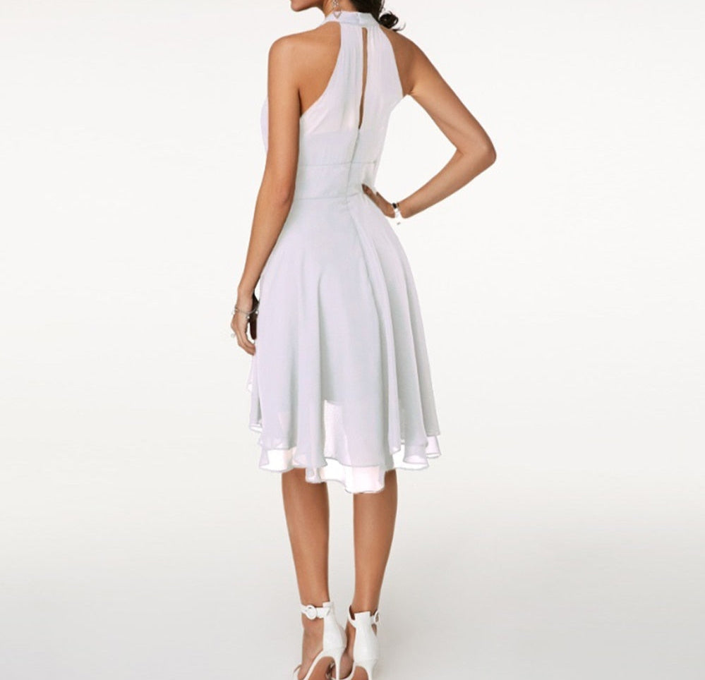 Women’s Halter Cocktail Party Midi Dress