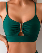 High-Waist Two-Piece Bikini Set with Metal Accent Details