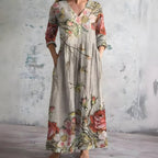 Flowy V-Neck Floral Summer Maxi Dress