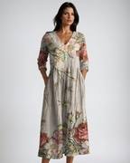 Flowy V-Neck Floral Summer Maxi Dress